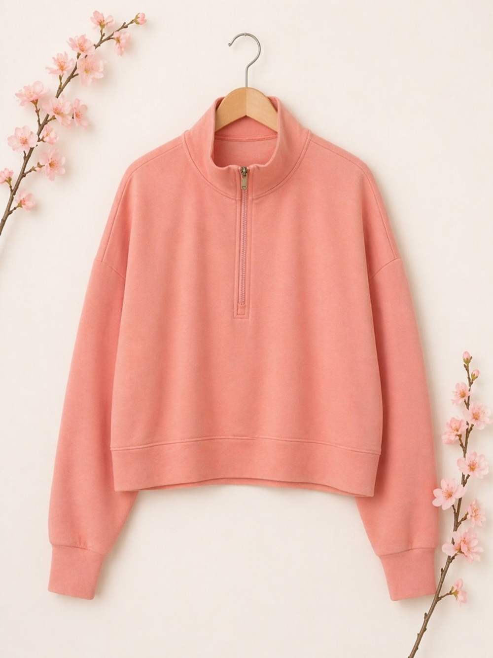 Fabletics Peach Cropped Half Zip Pullover XXL Cozy Athleisure Sweatshirt